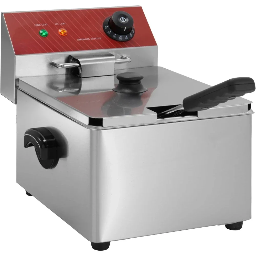 Commercial Electric Countertop Deep Fryer, 10 lb. Fryer with Basket and Night Cover, Stainless Steel Fryer for Restaurant