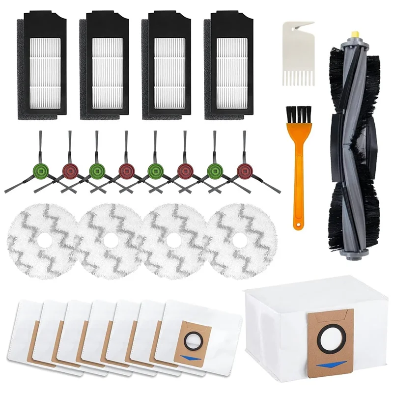 A01V-For Ecovacs Deebot X1 Omni X1 توربو جهاز آلي لتنظيف الأتربة فرشاة جانبية رئيسية فلتر HEPA ممسحة القماش أكياس الغبار استبدال أجزاء