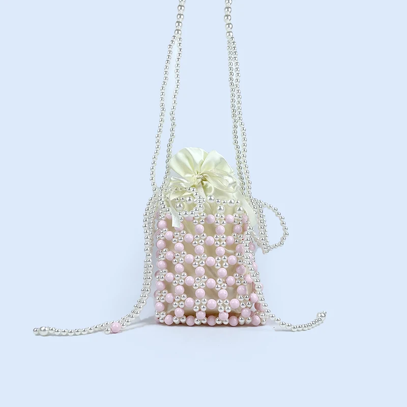 Hand-woven small fragrant pearl bag women's summer retro crossbody bag finished fairy summer mini Internet celebrity with the sa