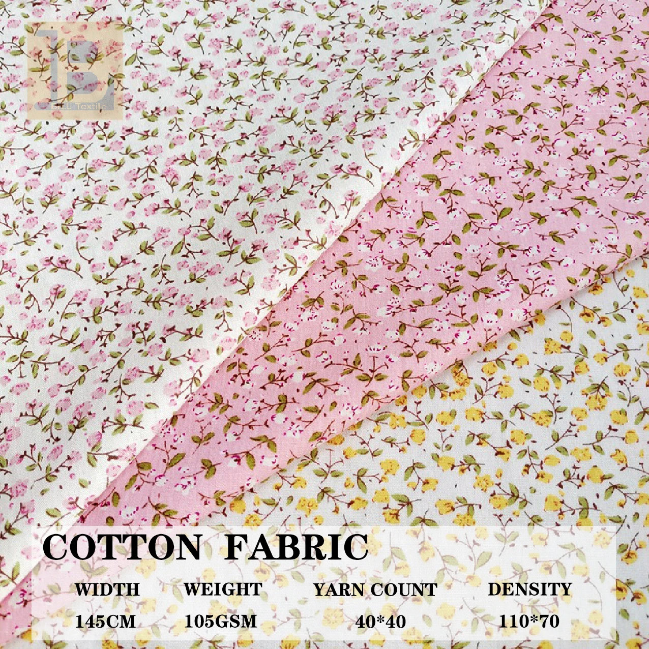 

Ткань из чистого хлопка с цветочным принтом, 100*145 см, для сумок, одежды, постельного белья, 40s, твил, дизайнерская ткань (на метры)