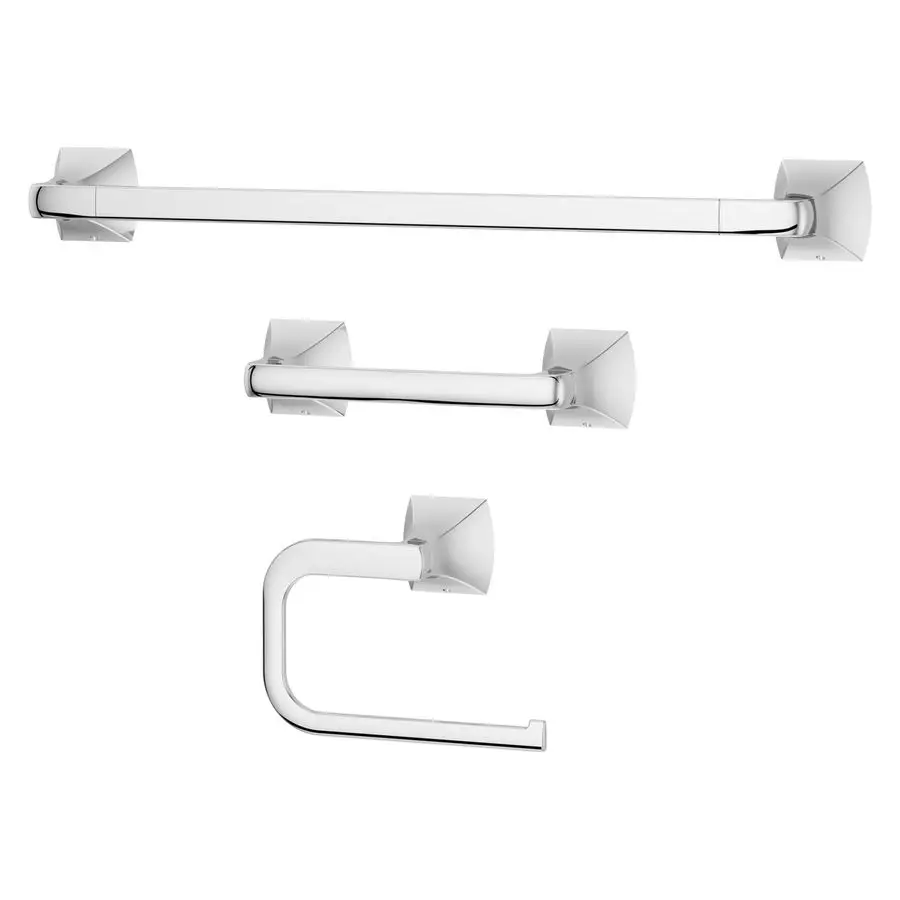 

Bruxie 3Piece Bathroom Hardware Set with Towel Bar, Towel Ring, and Toilet Paper Holder, WallMounted, Polished Chrome Finish, BT