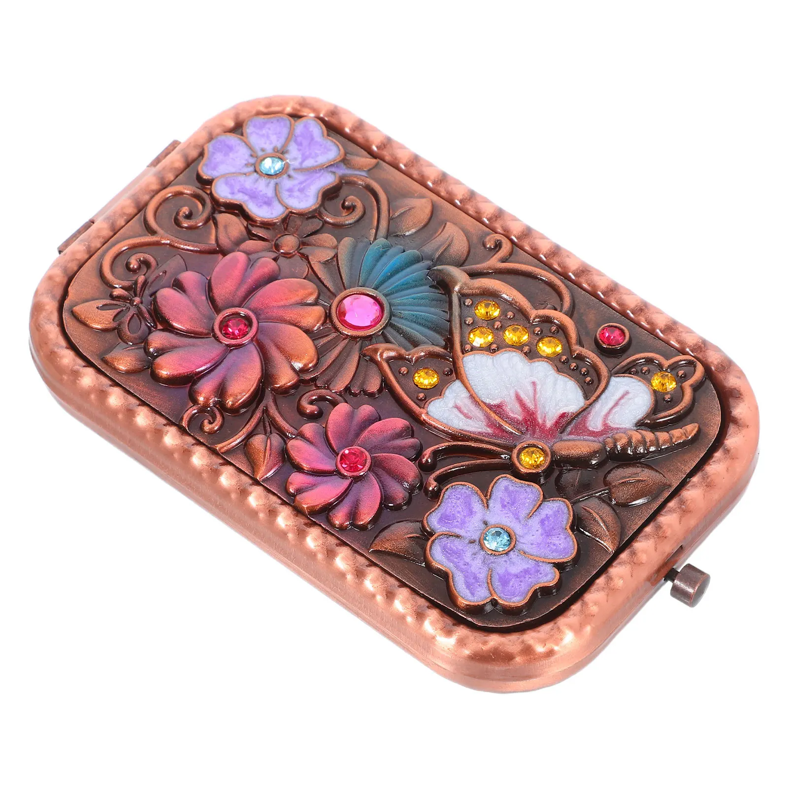 

1Pcs Portable Vintage Retro Pocket Makeup Mirror Pink Foldable Double Side Compact Mini Clear Surface Travel Gift Women