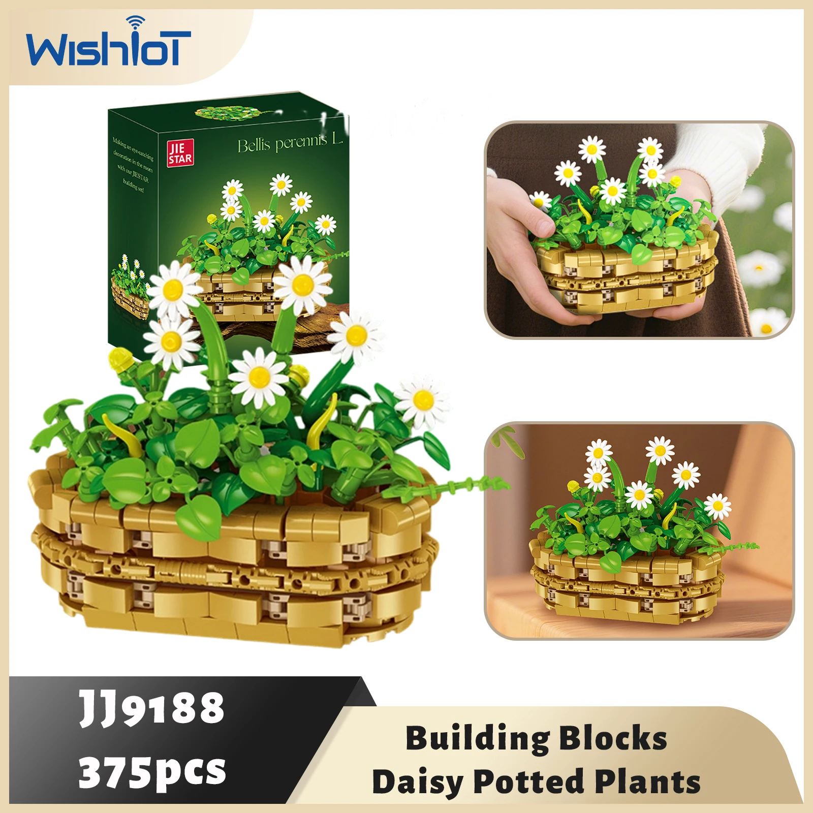 

JJ9188 имитация букета цветов ромашки 375 шт. набор кирпичей строительные блоки Bellis Perennis горшечные растения романтический декор игрушки подарки