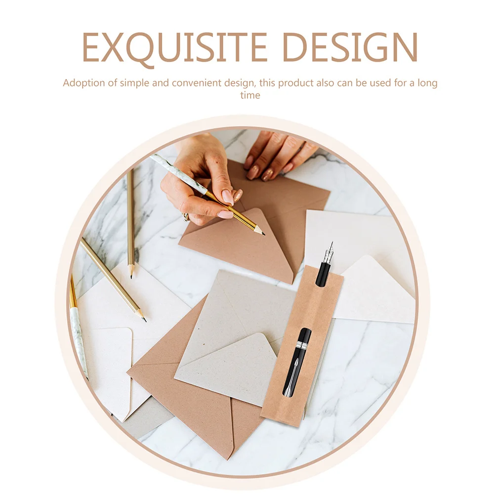 

50pcs Kraft Paper Pen Bag with Window Design for Gift Packaging Brown Paper Bags Pen Pouches Tubes Sturdy Material