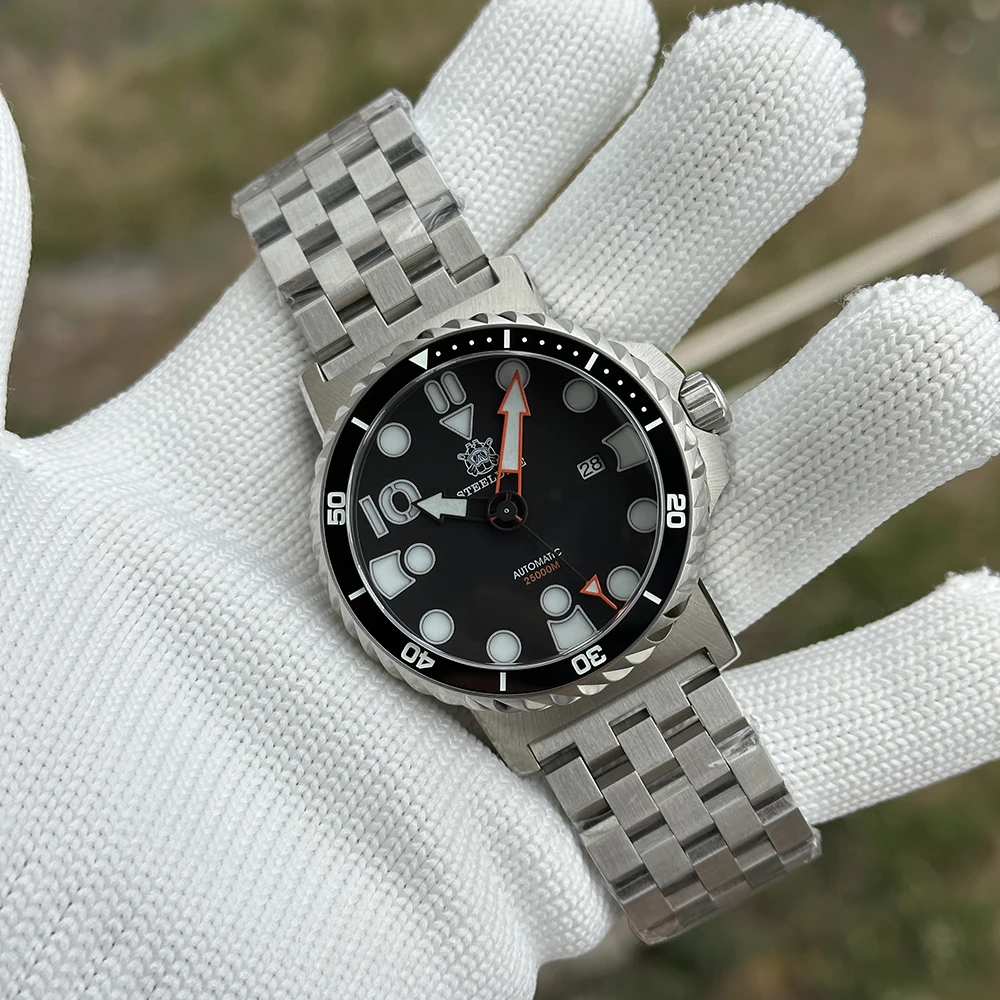 Steeldive relógio de mergulho masculino 46.5mm esporte automático relógio de pulso mecânico 25000m à prova dwaterproof água luminosa safira nh35 moldura cerâmica