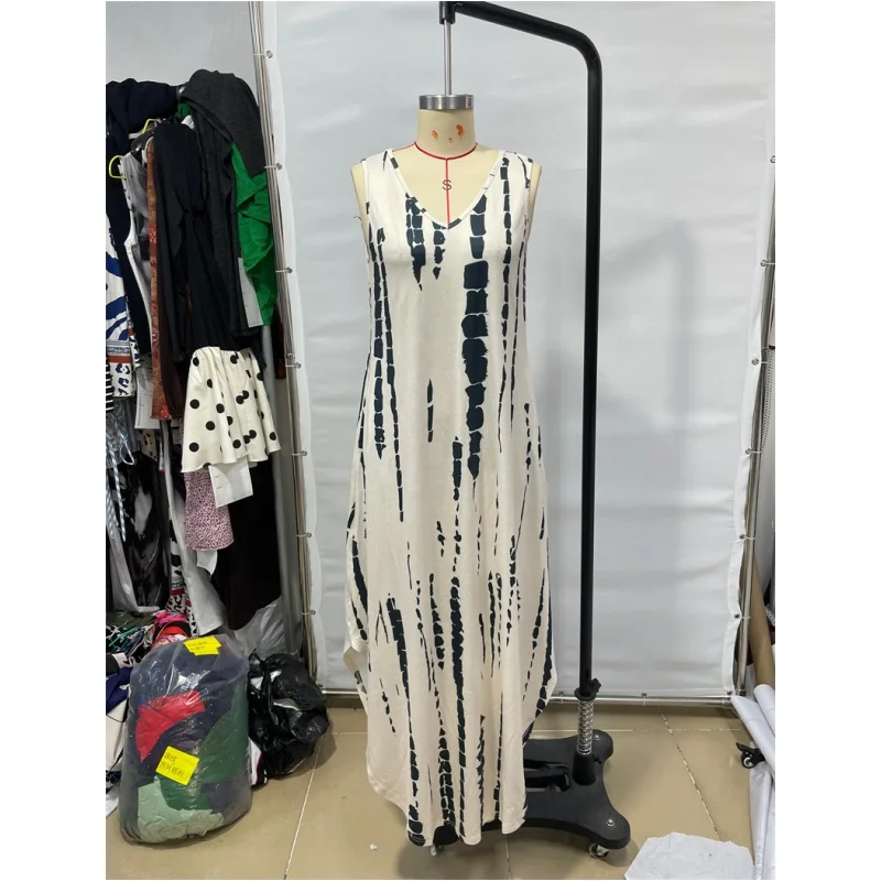 Summer Casual Print Svel High Waist A-Line Dr Women's Midi Skirt Dr Comfortable Cotton Polyester Fabric V-Ne