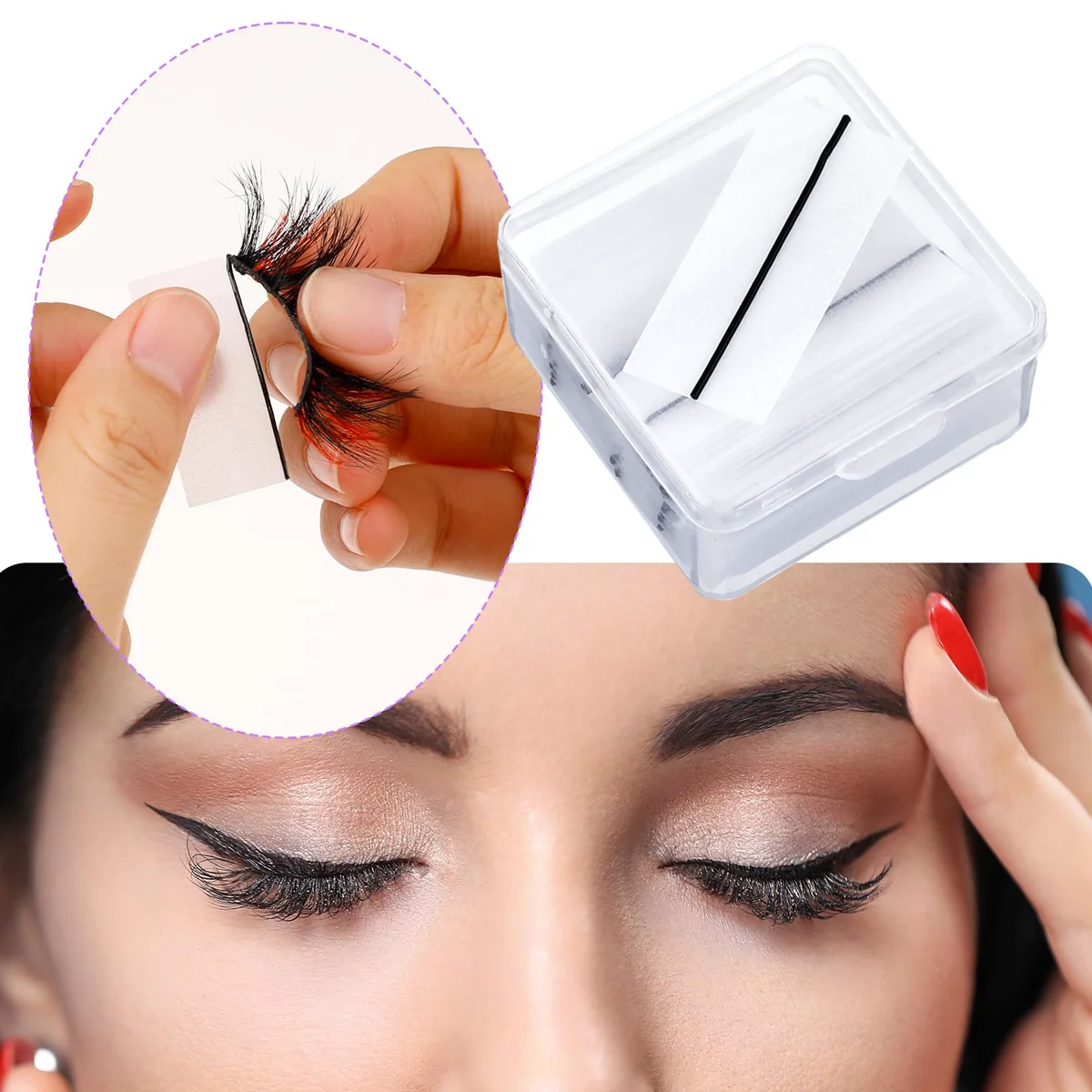 Tiras adesivas para cílios auto-adesivas, Fita adesiva para fofo, aparência forte e natural, duradoura, 80pcs