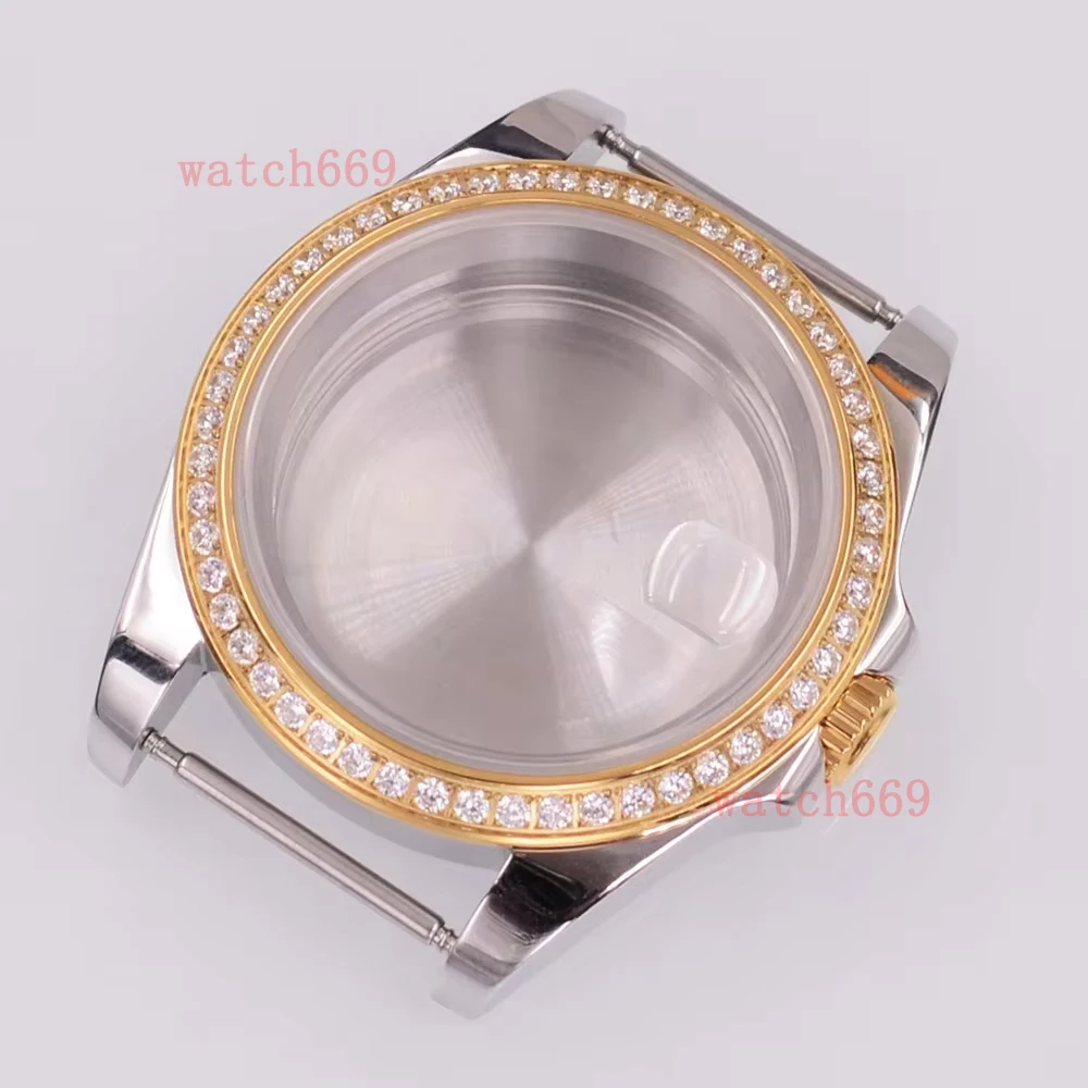 40mm Golden Sapphire Glass Watch Case Fit NH35 NH36 PT5000 ETA2824 ST2130 Movement