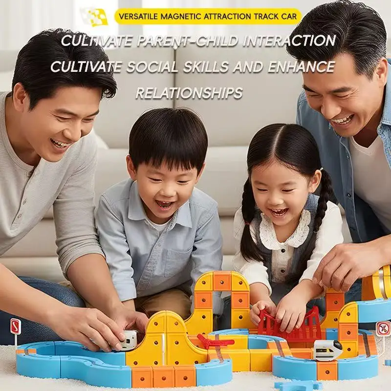

A popular children's rail train assembly building block, magnetic rail car maze educational toy for children's birthday gifts