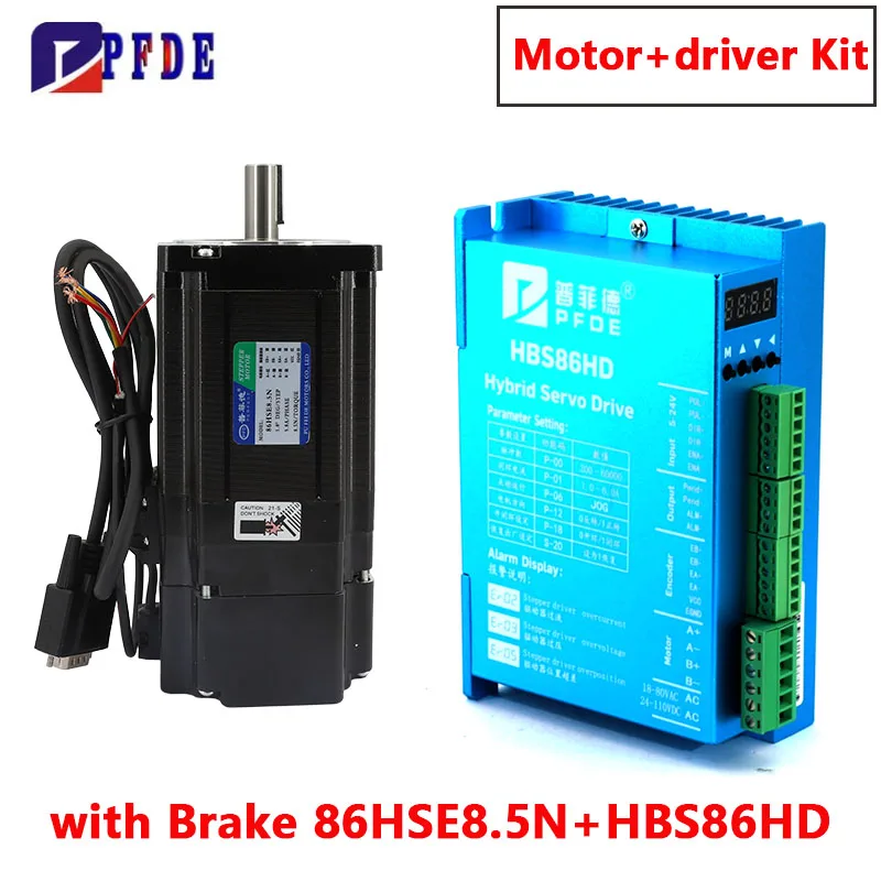 

Nema34 Closed Loop Stepper Motor With Brake 8.5N+Digital Hybrid Servo Driver HBS86HD for CNC Z-Axis Used Vertically