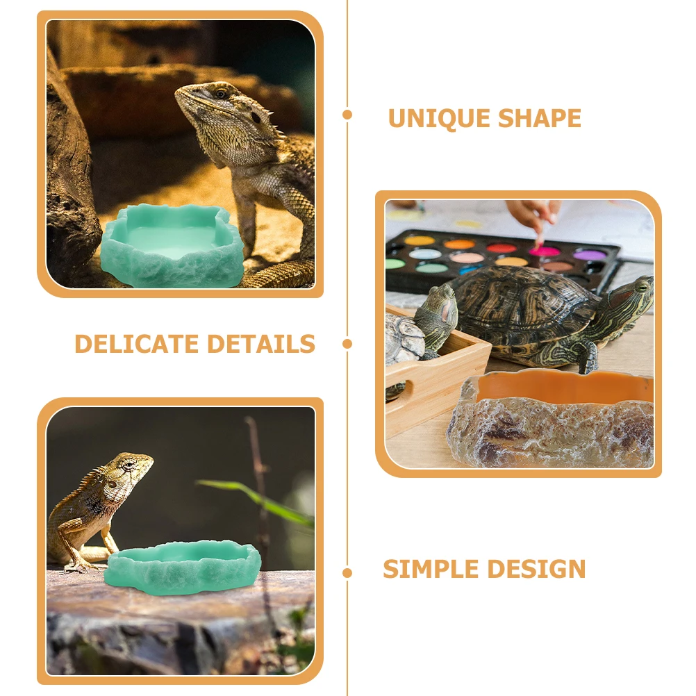 

2 Pcs Water Tray Luminous Food Basin Snake Resin Reptile Dish Lizard Drinking Bowl