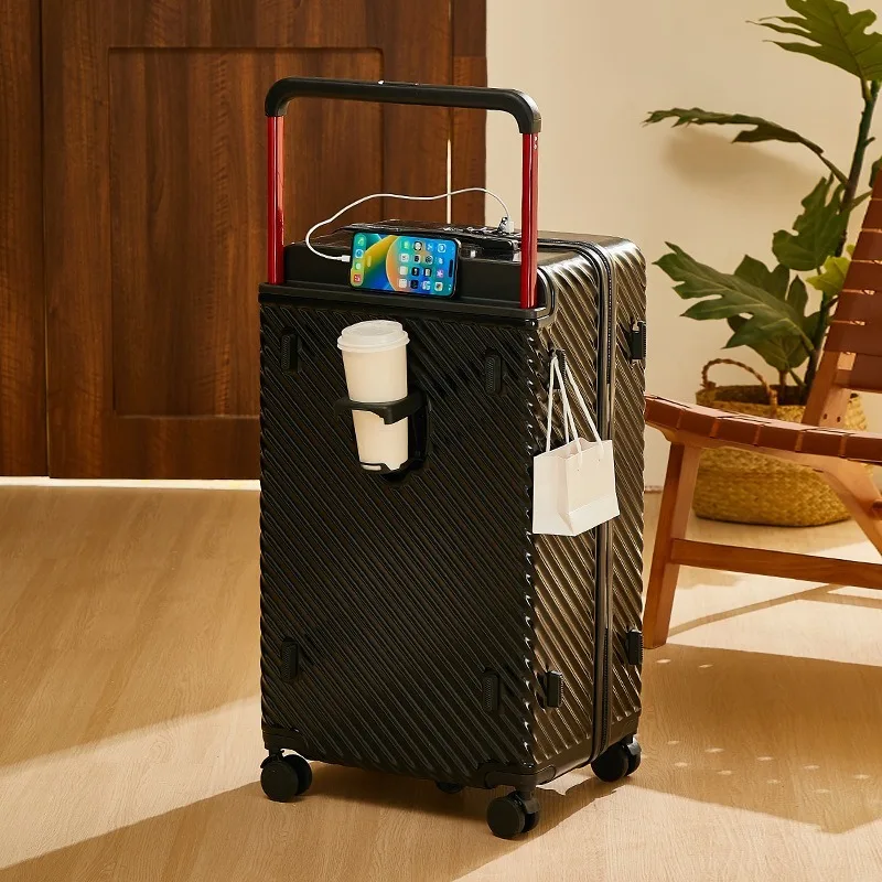 New Wide Trolley Suitcase Women\'s Large Capacity Trolley Suitcase Universal Wheel Travel Suitcase Strong and Durable