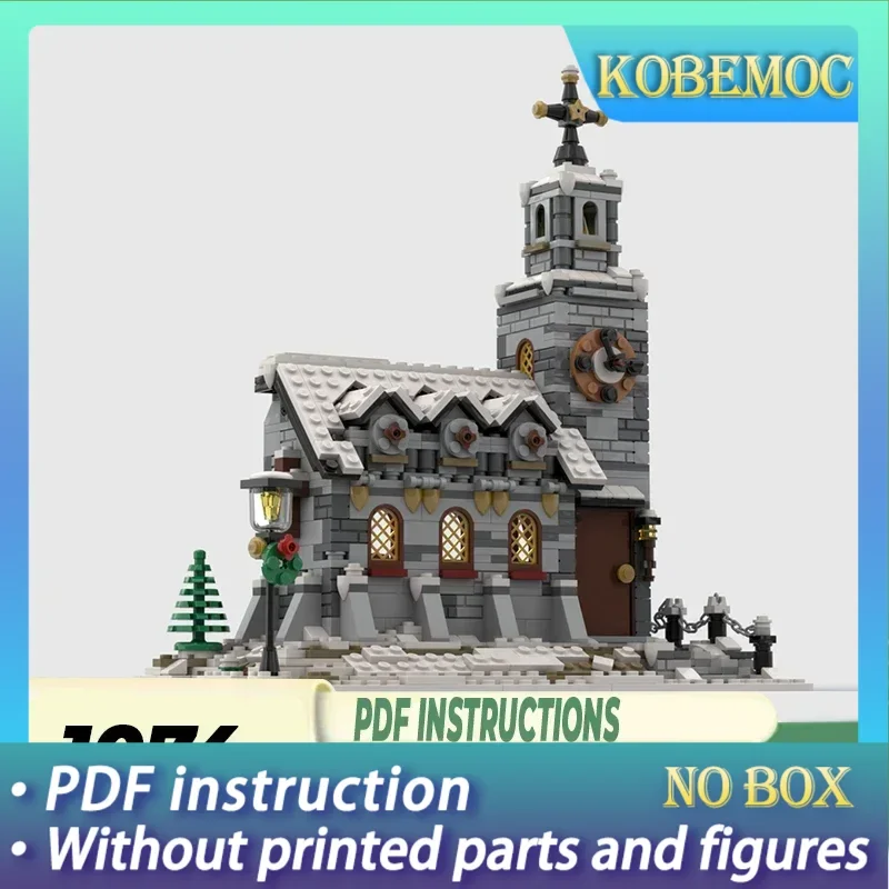 

Moc Building Bricks City Street View Model Little Winter Church Technology Modular Blocks Gifts Christmas Toys DIY Sets Assembly
