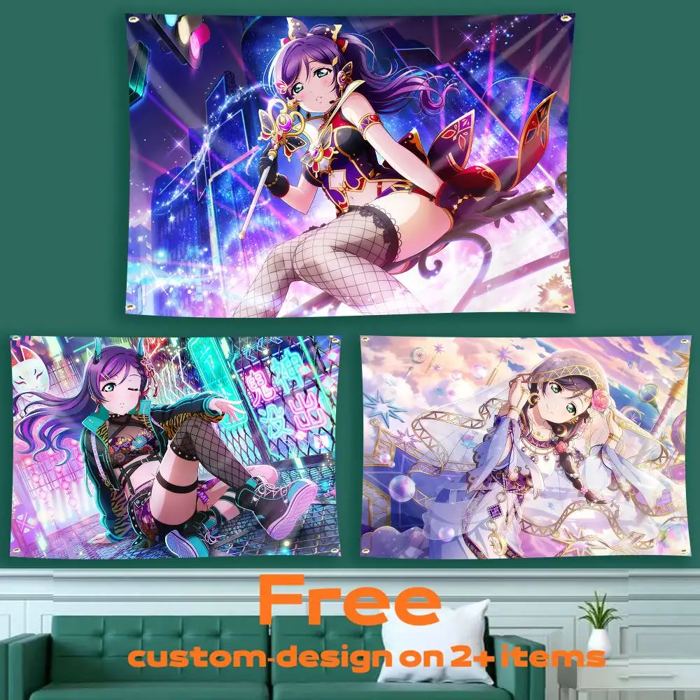 Muse IDOL N-Nozomi Tojo School Project Flag Tapestry Banner for Bedroom Living Room Outdoor Camping Custom Supported