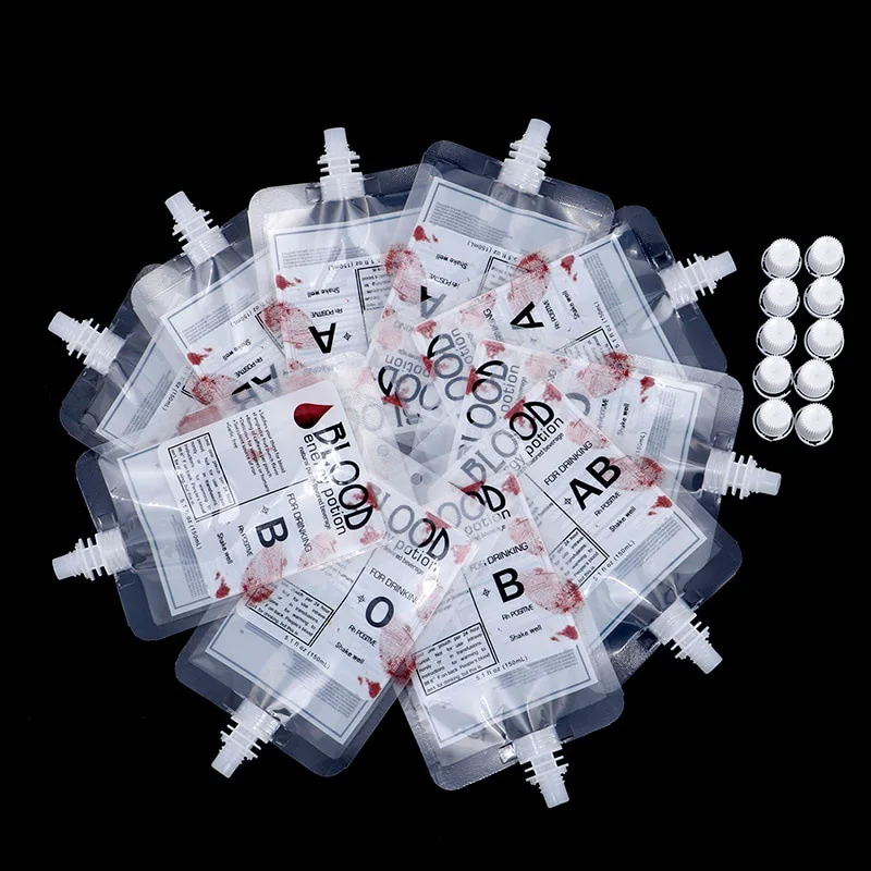 10 stuks 150ml Halloween Bloedzuigende Drankzak Horror Halloween Decoratie Prop Vampier Thema Zombie Cosplay Feestartikelen