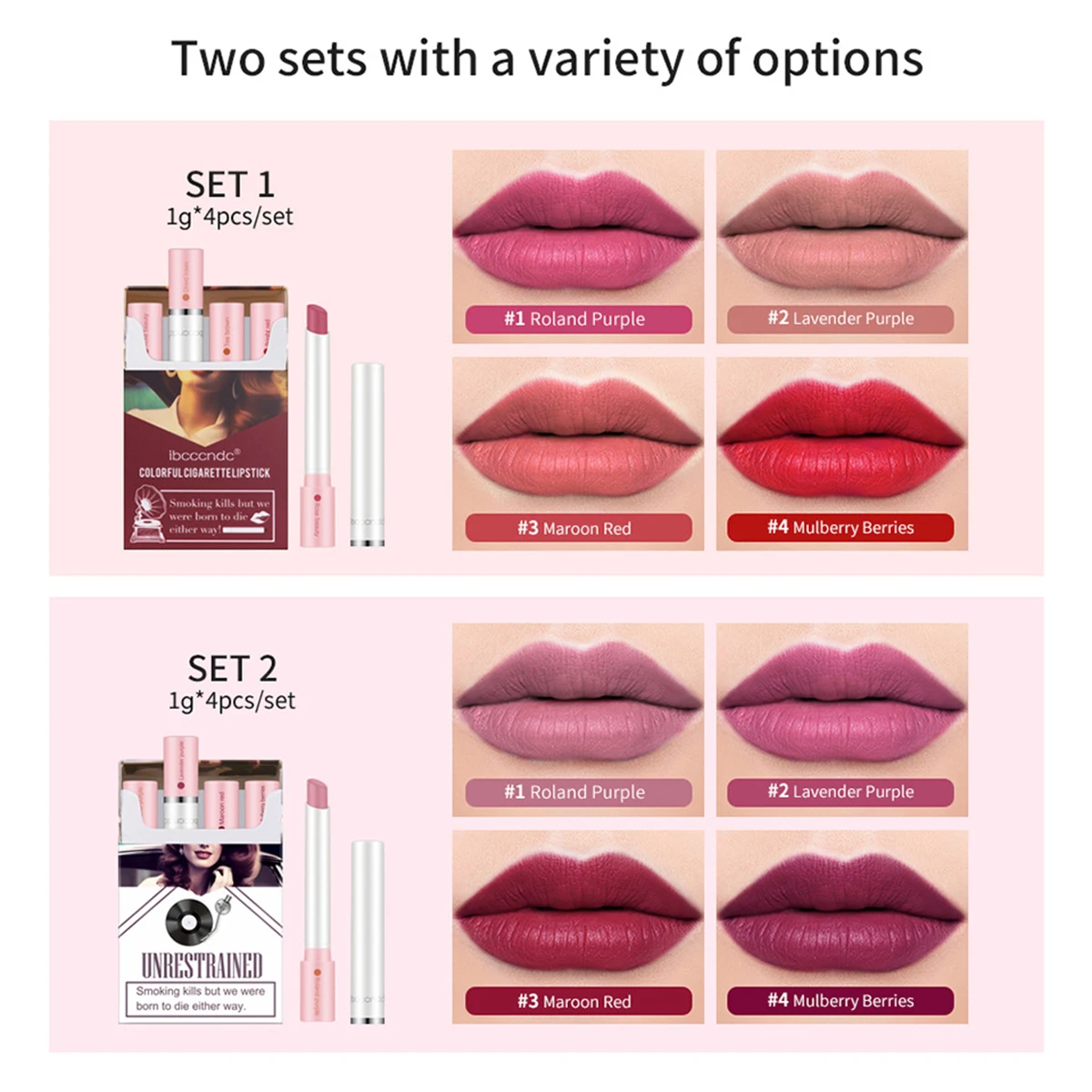 4Pcs/Set Matte Lipstick Glossy 24 Hour Lasting Lip Tint Stain Set Lana Del Rey Long Lasting Lipstick Women Lips Makeup Tool