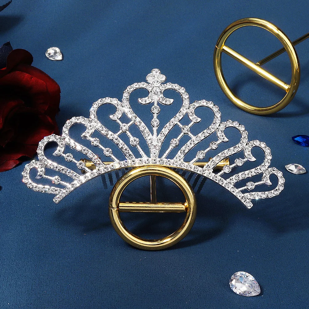 

Crown Hair Comb Clip Wedding Bride Headpiece Alloy Rhinestones Elegant Fashion Hairstyle Easy Clip Firm Hold Lightweight Safe