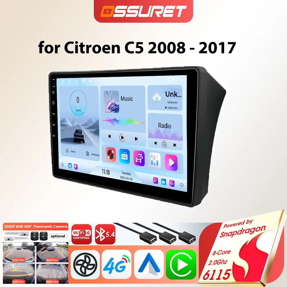 OSSURET Android Car Radio pour Citroën C5 (2008-2017) La Solution Définitive Pour Apple CarPlay Sans Compromis
