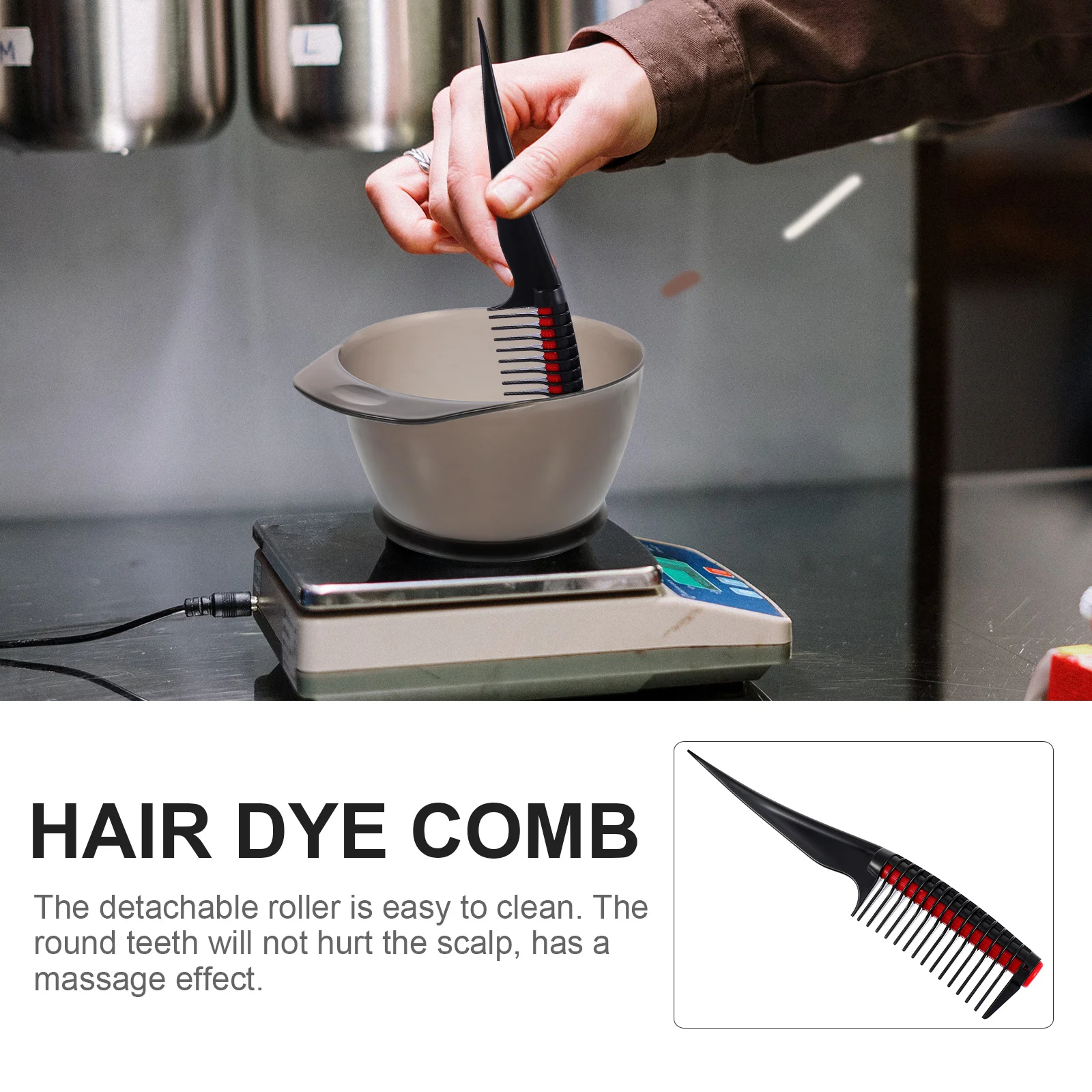 

1Pcs Hair Dye Comb High Quality Plastic Salon Tool Long Handle Round Teeth Detachable Roller Hair Coloring Comb Home Use