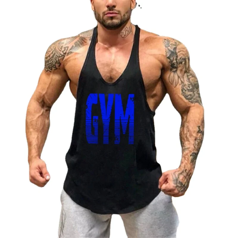 Fashion Bodybuilding Y-shaped Sports Fitness Vest Men's Sleeveless Loose Breathable Sweat-absorbing Training Clothes