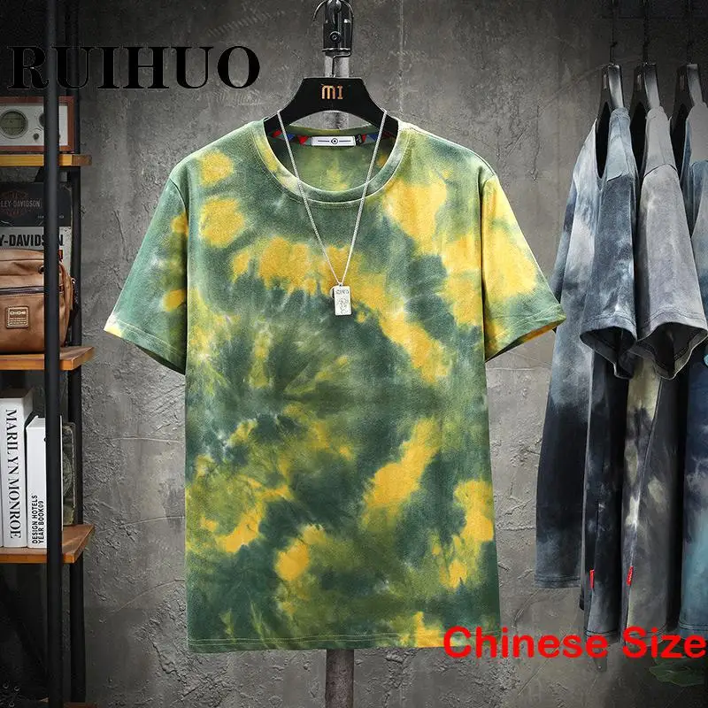 Tie-dye Casual Funny T Shirt For Men Clothing Korean Streetwear New In T Shirts For Man Size 5XL 2024 Summer New Arrivals