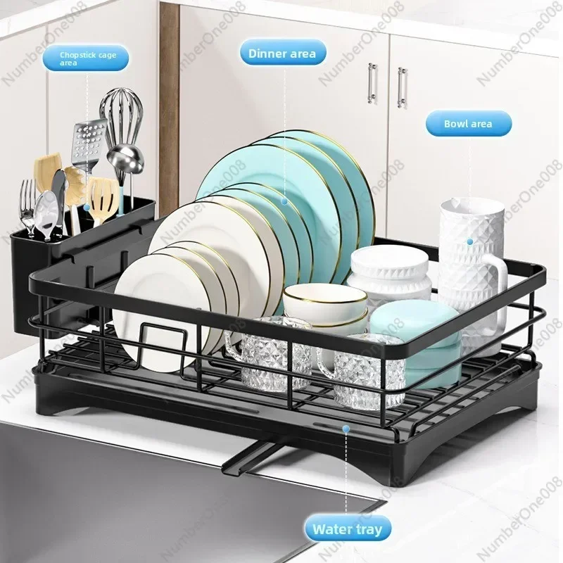 White Single Tier Dish Rack Kitchen Counter Drying Utensil Holder​
