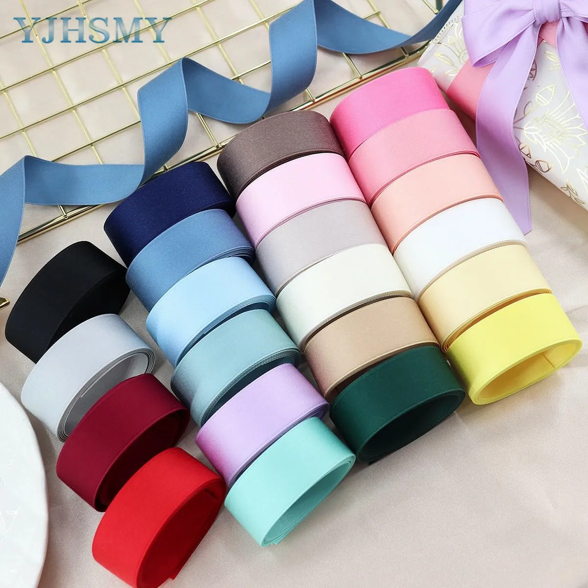 Solid Color Double Sided Polyester Cotton Ribbon for Crafts, Hair Bows, Gift Wrapping, Wedding Party Decoration and and More