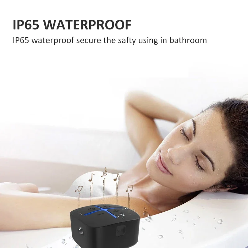 Bluetooth Shower Speaker with Suction Cup Portable Waterproof LED Lights 3D Surround Stereo Compact Bathroom Speaker Music Box