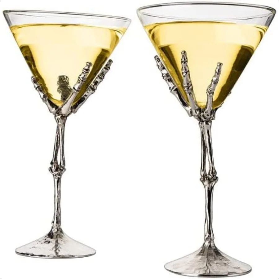 

Stemmed Skeleton Martini Glasses Set of 2 Skeleton Hand Glasses 9 H Goth Gifts Skeleton Gifts Decor Spooky Cocktails Water or M