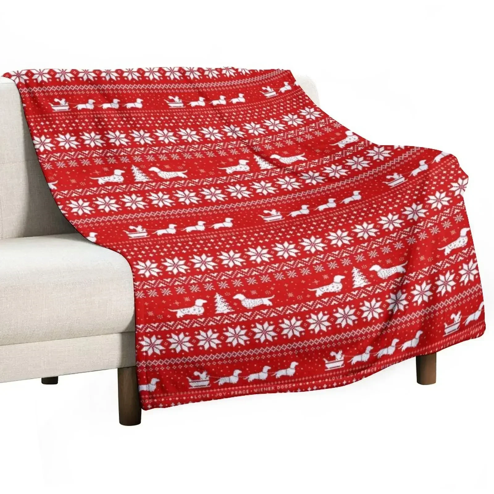 Dachshunds Christmas Sweater Pattern Throw Blanket Versatile Cozy Throw Blanket for All Occasions
