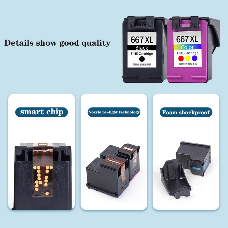 einkshop For HP 667xl 667 Ink Cartridge for HP667 667 xl DeskJet Ink Advantage 1275 2374 2375 2376 2775 2776 6475 6476 printer