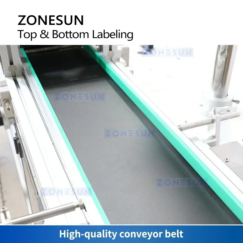 ZONESUN Automatic Flat Surface Labeling Machine Top and Bottom Label Applicator Cans Boxes Bags Cosmetics Equipment ZS-TB602