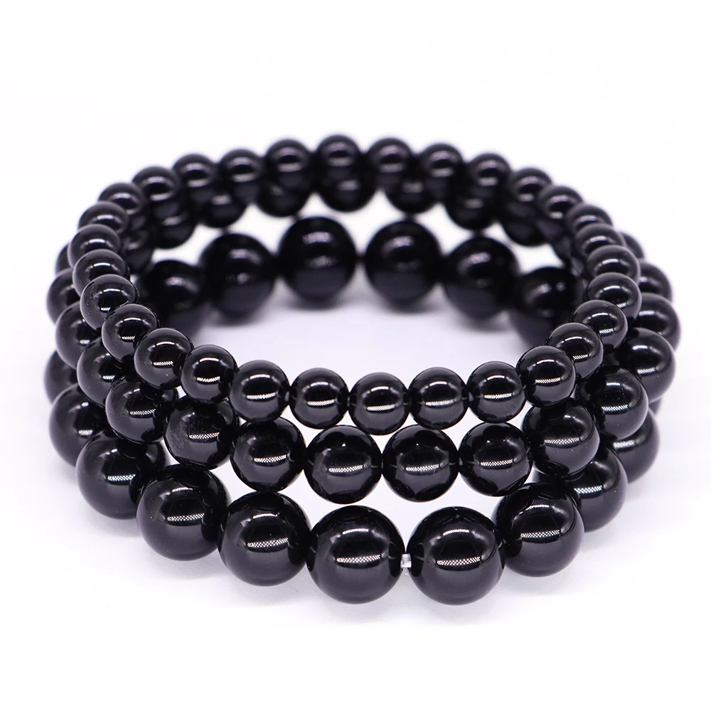 6/8mm Natural Stone Beads Bracelet For Women Men Healing Crystal Quartz Black Onyx Jewelry Energy Agate Elastic Bangle Bracelets