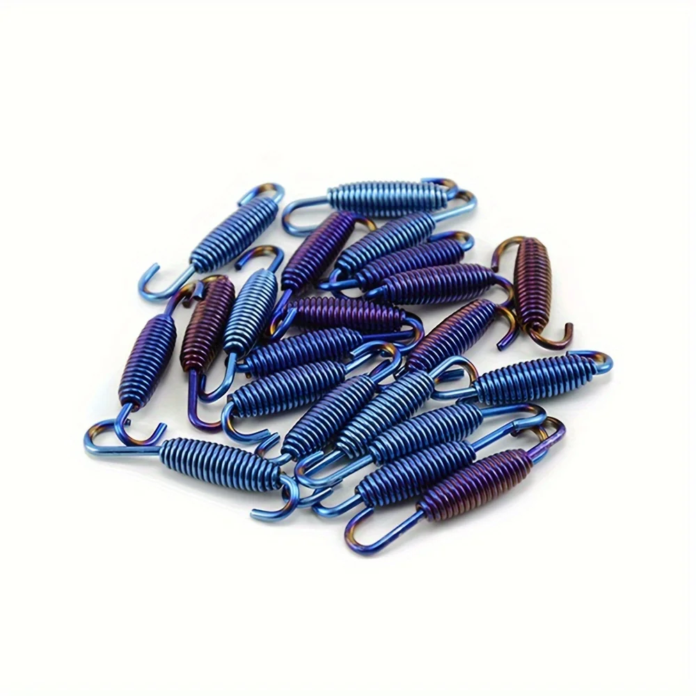 Motorcycle Exhaust Pull Spring 68mm Stainless Steel Burned Titanium Dual Movable Full Blue Fixing Spring