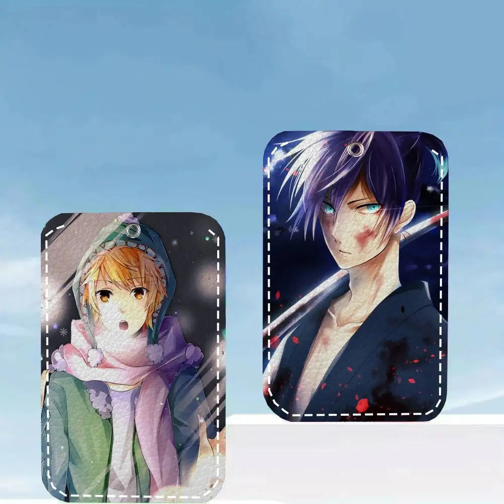 Noragami Card Case Keychain Access Card Bag Key Tag Ring Leather Card Holder Key Ring Access
