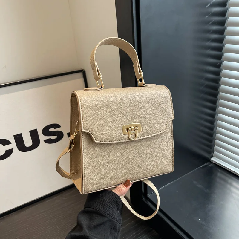 2024 Early Spring New Women\'s Solid Color Korean Shoulder Bag Fashion Casual Small Square Bag Handheld Crossbody Bag