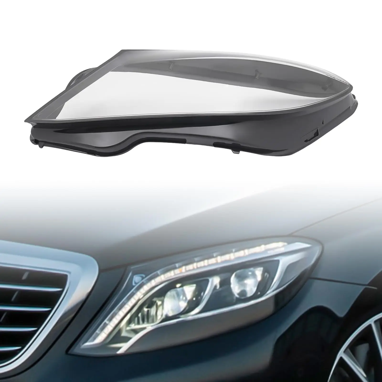 XIJIE ل 2014 2015 2016 2017 مرسيدس بنز W222 S-Class عدسة المصباح الأمامي غطاء السائق الجانب الأيسر واضح عدسة سوداء LH