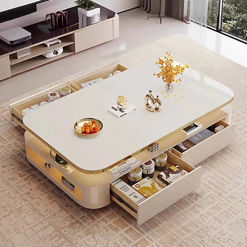 

Decoration Designer Coffee Table Cabiniet Antique Storage White Coffee Table Center Saving Mesa De Centro Sala Furniture Home