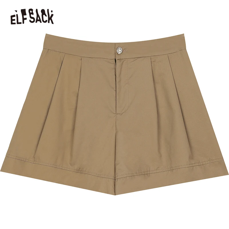 2024 Summer ELFSACK New Arrivals Khaki casual A-line shorts for women Thin and wide leg pants