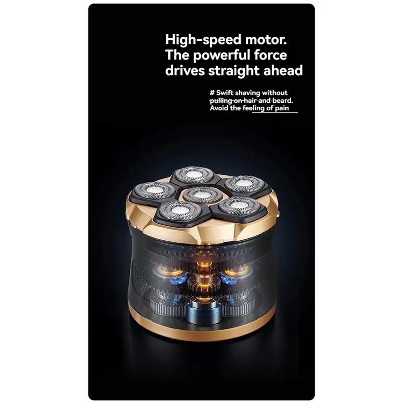 A02V-6D Magnetic Electric Head Shaver Rechargeable For Bald Men LED Display Waterproof Beard Shaver Hair Trimmer