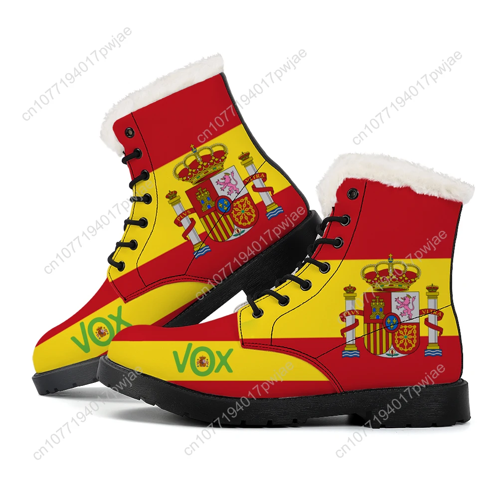 

Spanish National Emblem Vox Plush Boots Mens Womens Teenager Shoes Water proof Casual Boot High Quality Couple Customize Shoe