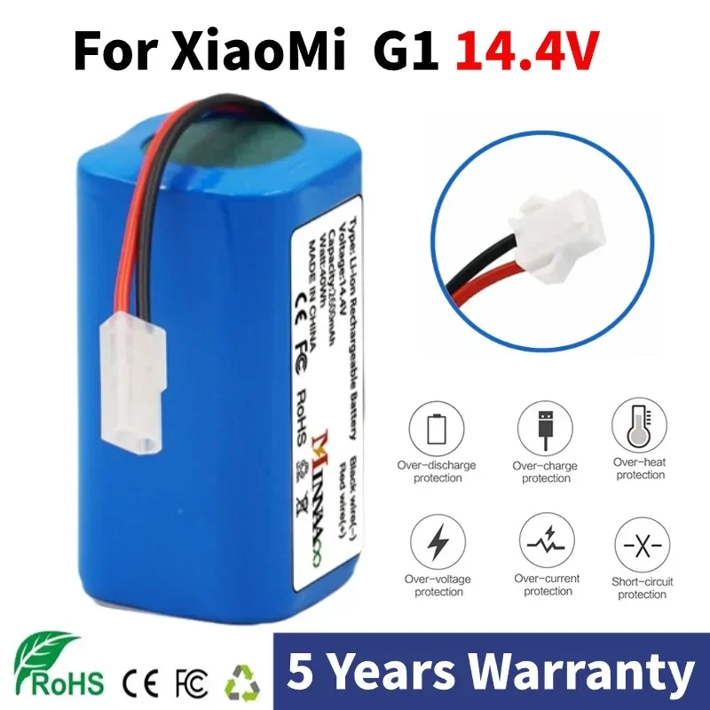 

6800mAh 9800mAh 12800mAh 14.4V Lithium Battery for XIAOMI MIJIA Mi Robot Vacuum-Mop Essential G1 MJSTG1, SKV4136GL H18650CH R30