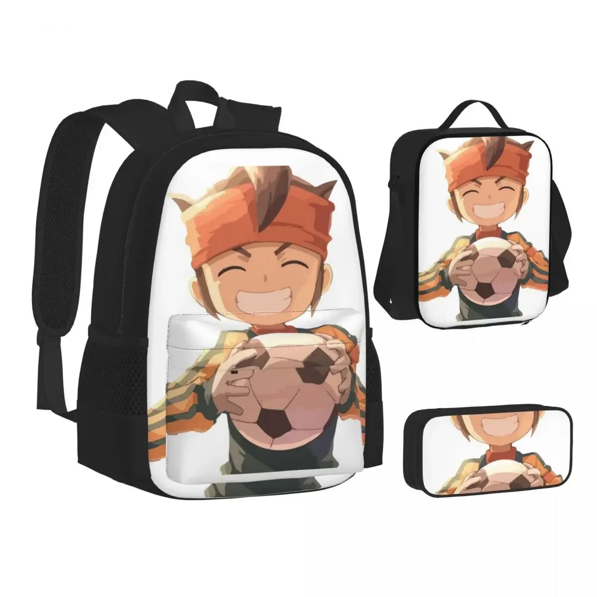 Inazuma Eleven, Football Anime Backpacks Boys Girls Bookbag Children School Bags Kids Rucksack Lunch Bag Pen Bag Three-Piece Set