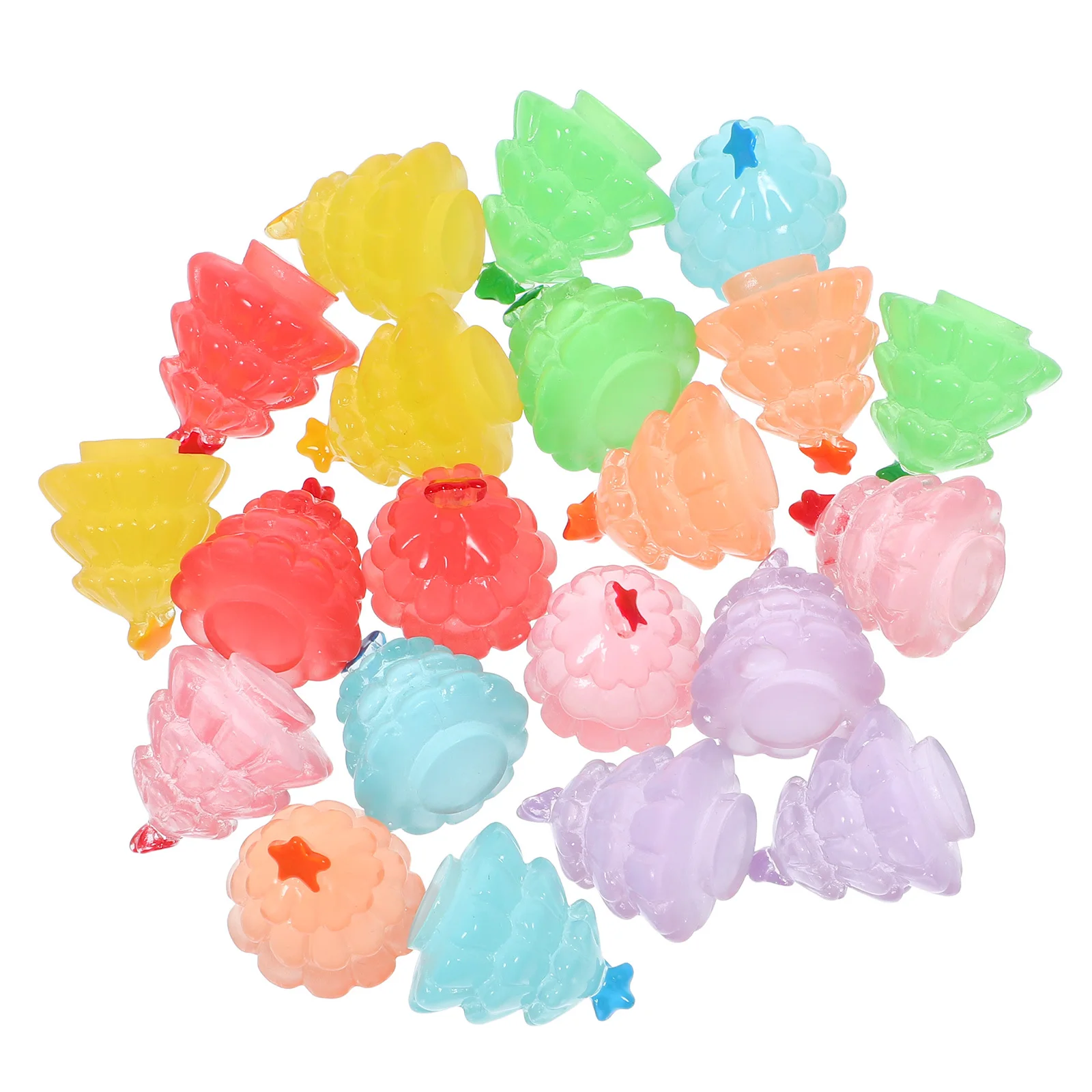 

21Pcs Miniature Christmas Tree Luminous Resin Statues Night Light Tiny Tabletop Holiday Micro Landscape Decoration