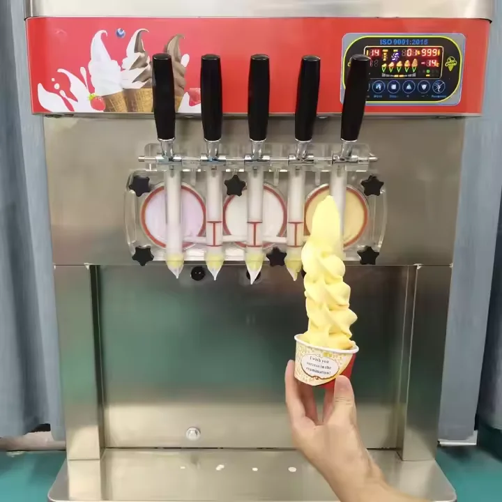 Горячий продавать настольный 5-вкусный автомат для продажи мягкого мороженого с мороженым на продажу