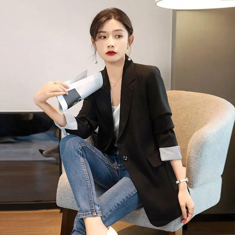 Fashion Casual Women's Blazer 2023 Spring and Autumn Korean Version Slim Temperament All-match Elegant Ladies Blazer Traje