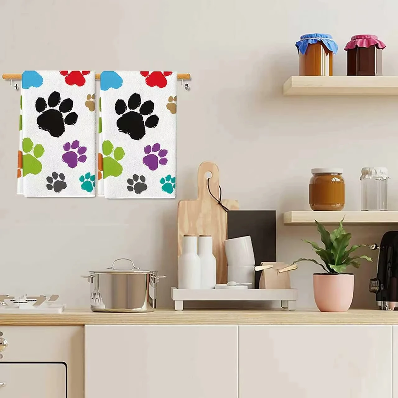 عبوة من مناشف المطبخ المطبوعة بمخالب الكلب | 40x60 سم | سوبر ماصة لينة | متعددة الاستخدامات كمنشفة الشاي وقماش الأطباق وقماش التنظيف #5