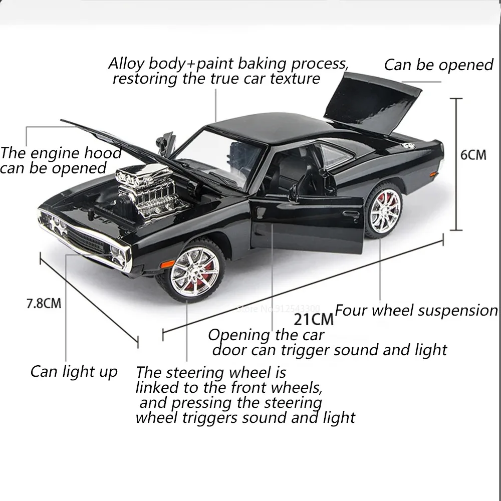1:24 スケール チャレンジャー SRT ヘルキャット パトカー チャージャー 1970 モデル おもちゃ プルバック ライト ミュージック ミニチュア車両 子供向けコレクション