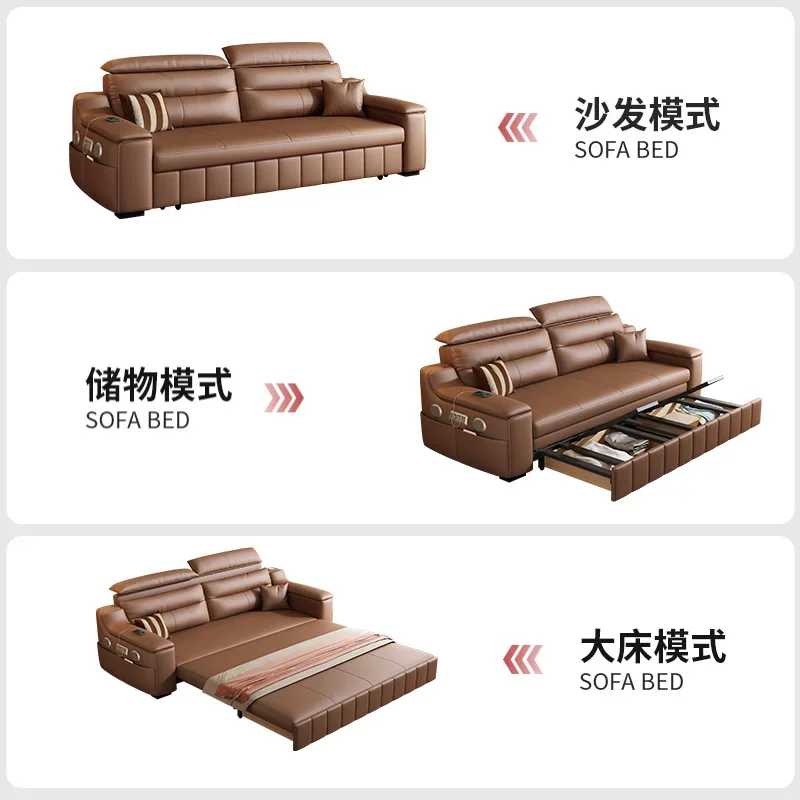Retro cat paw leather headrest adjustable sofa bed