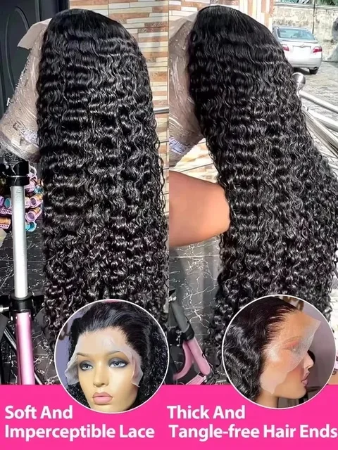250 الكثافة 30 40 بوصة مجعد الباروكات 13x4 13x6 Hd الدانتيل الجبهة الباروكات موجة عميقة شعر مستعار أمامي المياه موجة عميقة باروكة من شعر طبيعي للنساء